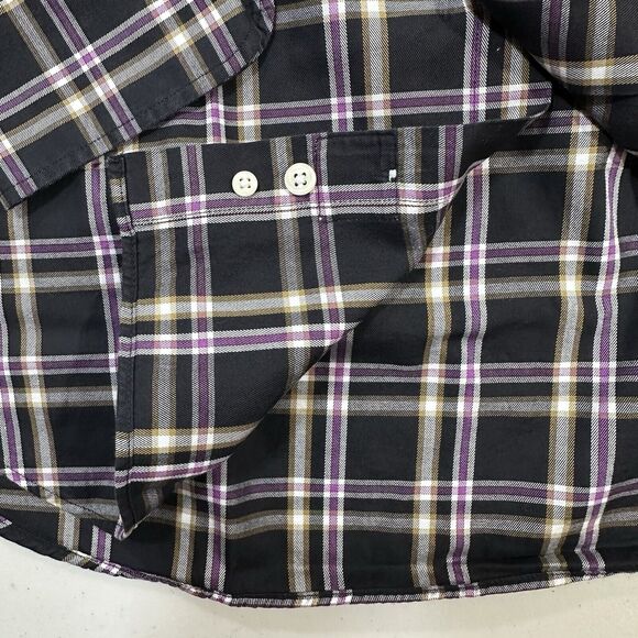 Peter Millar Mens Shirt Plaid Button Down Long Sleeve Black Purple Cotton Size M - Picture 6 of 7